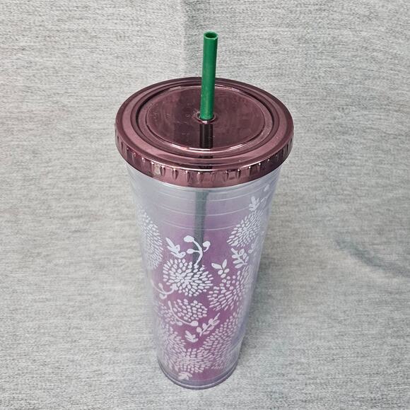 STARBUCKS COFFEE 2013 DANDELION BLOSSOM PURPLE- Tumbler Cold Cup Venti 24 oz - Picture 3 of 5